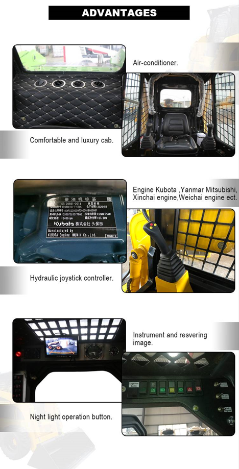 4x4 Wheel Drive Tracked Skid Steer Loader with Big Power Disc Type Trencher Rock Saw