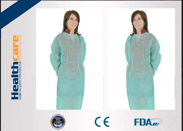 Cheap PP 22gsm Disposable Isolation Gown 115x127cm Elastic Cuff With Long Sleeve Gown for sale