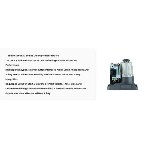 PY2500AC Automatic Sliding Gate Operator with 2500KG Load Capacity Auto-reverse Safety and Optional WIFI