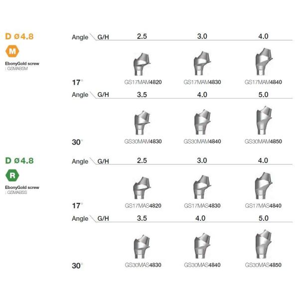 Osstem® Multi Angled Abutment Hiossen Regular / Mini MUA Angled Abutment D: 4.8 Titanium GR5 ELI