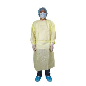 Quality Yellow SMMMS Level 3 Disposable Isolation Gowns Non Woven Hospital wholesale