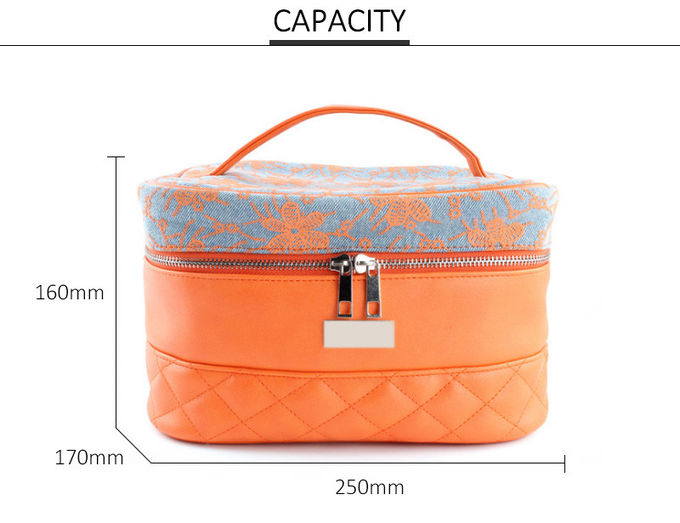 Travel Wash Bag Large Capacity Double Zipper Women PU Cosmetic Bag
