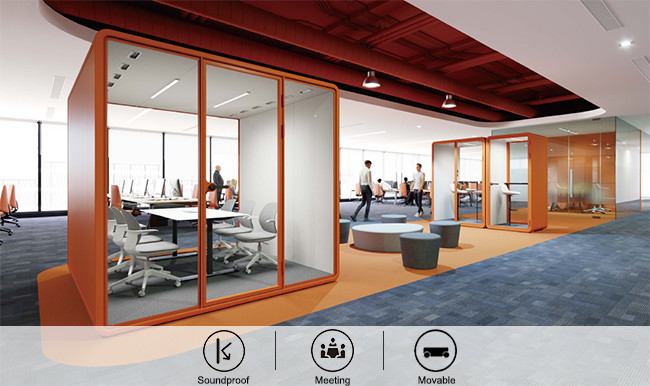 Easy assemble Movable Soundproof Booth Reusable Small 1 person office pods school learning cabins