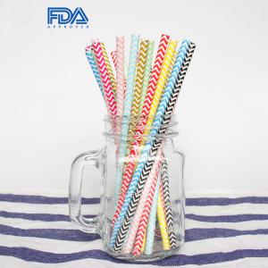 Quality FDA Certificate Disposable Biodegradable Paper Straws With Different Pattern wholesale