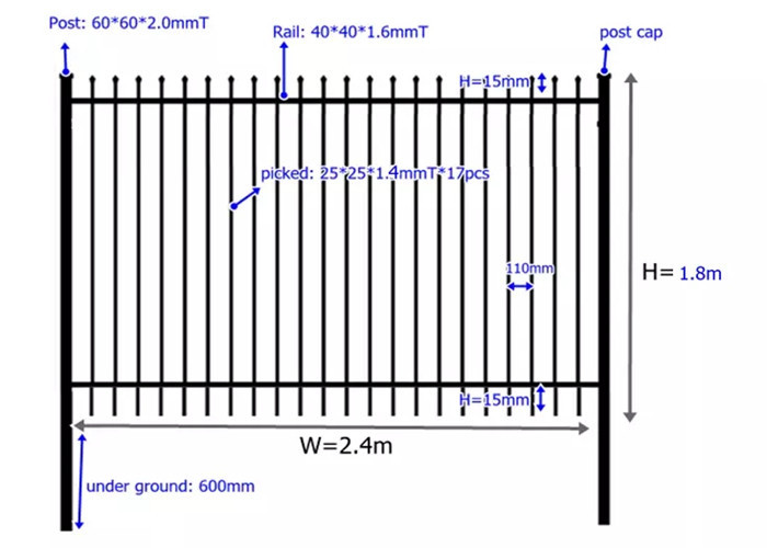 Australia Hot Dip Galvanized 1.8x2.4m House Gate Designs Wrought Iron Fence