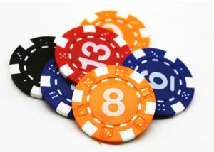 Quality Multi Color Board Game Accessories / Blue Yellow PS ABS Plastic Poker Chip 40*3.3mm wholesale