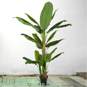 China Artificial Banana Tree 6ft Tall 22 Large Leaves Triple Stalk Faux Banana Silk Tree Artificial Banana Leaf Plant on sale