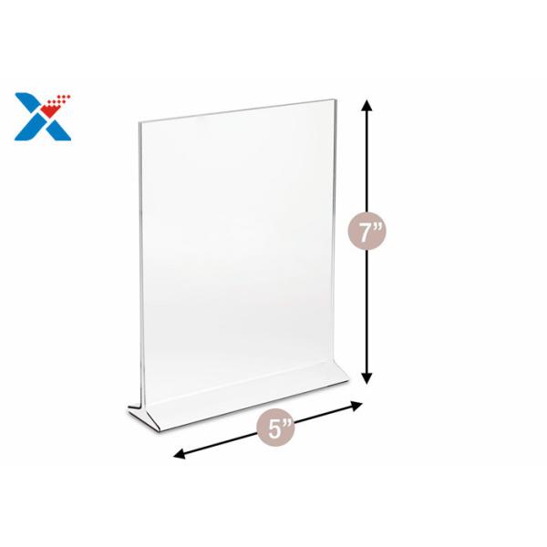 Stand Up T Shape Acrylic Table Menu Holder , Acrylic Brochure Holders 7 X 5 Inches