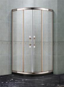 China Rose Gold and Mirror Stainless Steel Quadrant Shower Enclosures With Two Center Pillar 8mm Glass Shower on sale