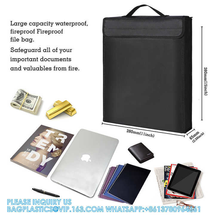 Customized Logo Safe Bag Explosion-Proof Folder Security Fireproof Waterproof Bag Storage Home Office Document File