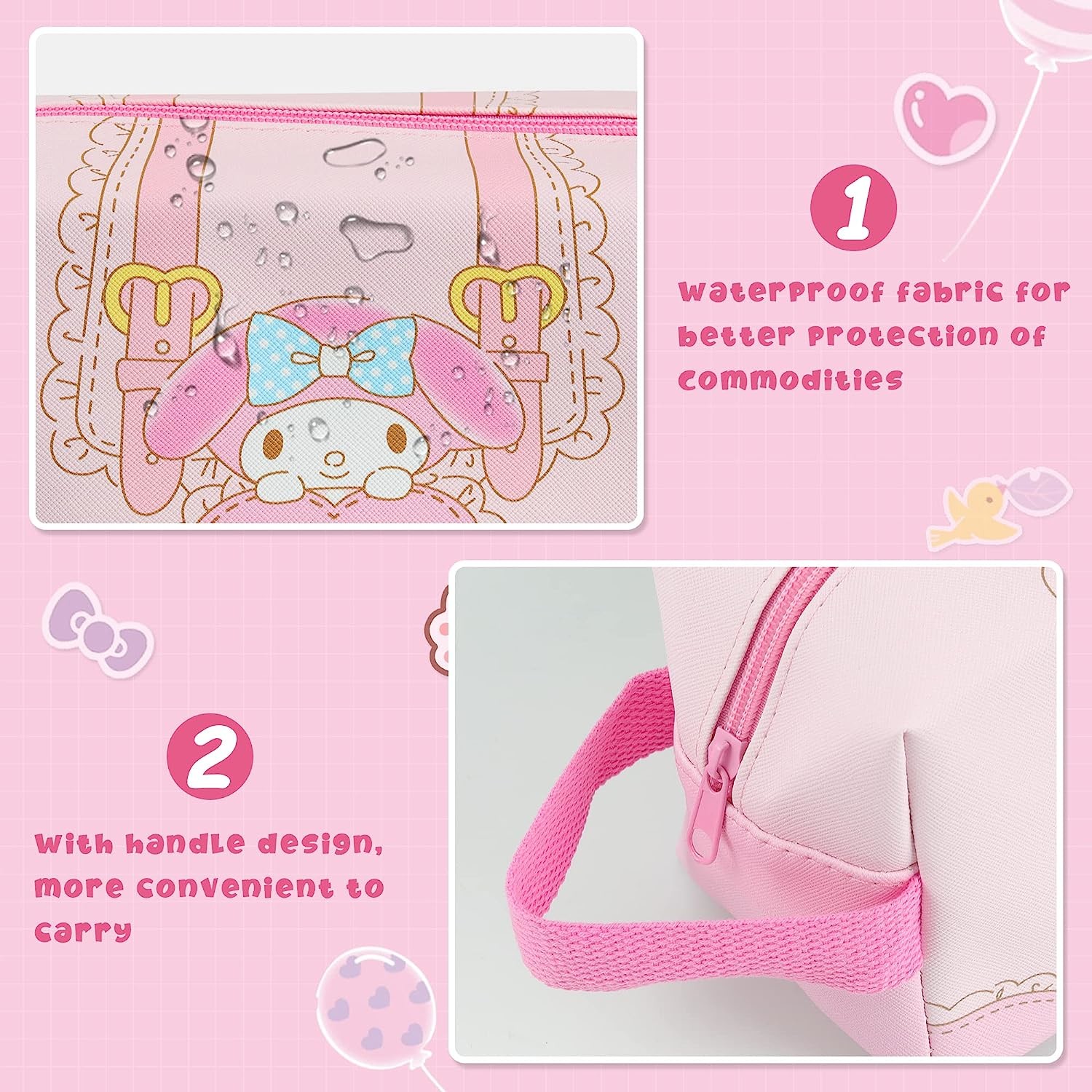 Waterproof and Durable Makeup Bag for Girls Friend - Cute Rabbit Travel Cosmetic Pouch