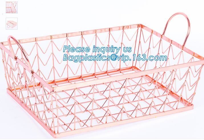 decorative laundry metal wire material storage basket, Vintage Metal Chicken Wire Removable Fabric Hanging Storage Baske