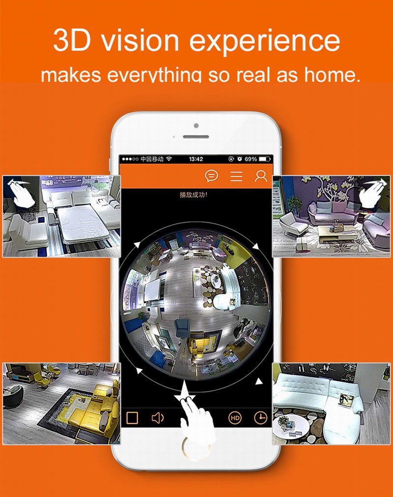 960P 360 Degree Fisheye Panoramic Wifi Wireless P2P Hidden IP Camera LED Bulb Light