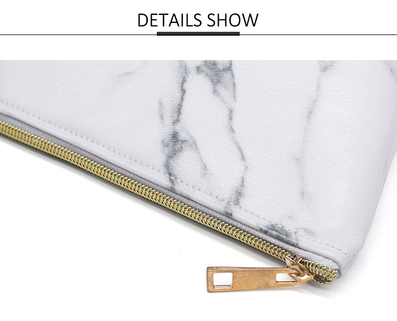 Custom Waterproof PU Leather Makeup Bag Marble Toiletry Travel Beauty Bag