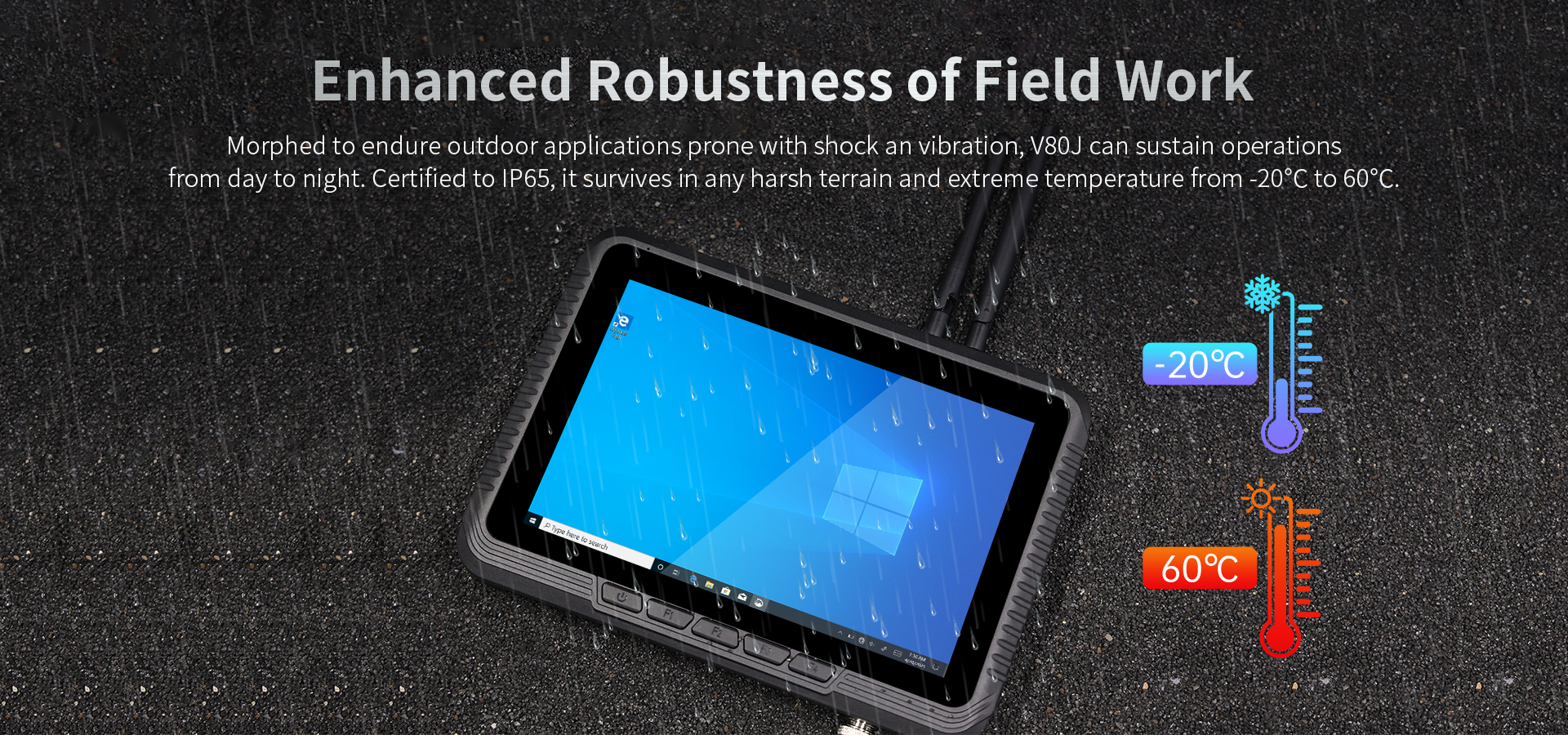 ONERugged V80J Vehicle Tablet with Durable 1000nits Rugged PC and Wide Voltage Module