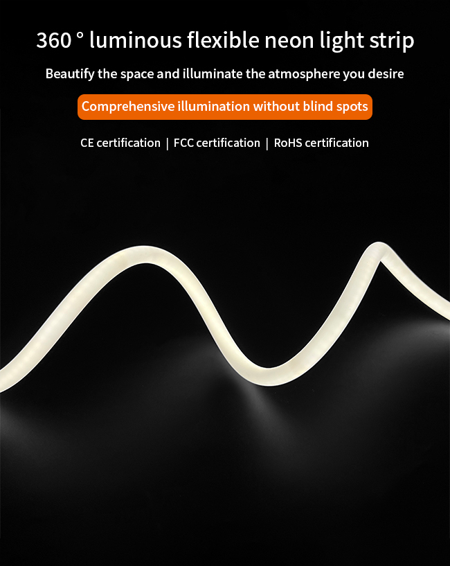 Silicone Circular Neon LED Flex 360° IP67 Waterproof Neon Flex Light Strip 5mm Width