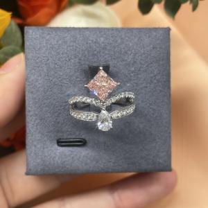China Lab Diamond Jewelry Certified Loose Diamond Custom-Made Princess Fancy Diamond Ring on sale