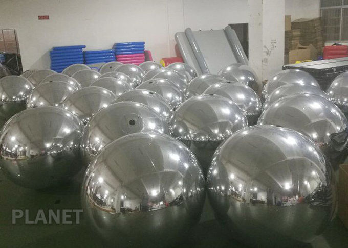 Silver Reflective Balloon Inflatable Floating Mirror Balls For Wedding Decoration