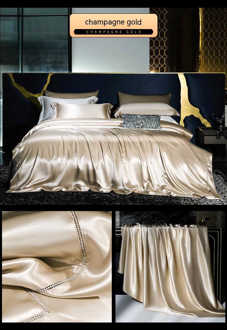 Silk Bedding Set Queen Size Satin Sheets 4 Sheets Set Bed Cover for Home Hotel Luxury