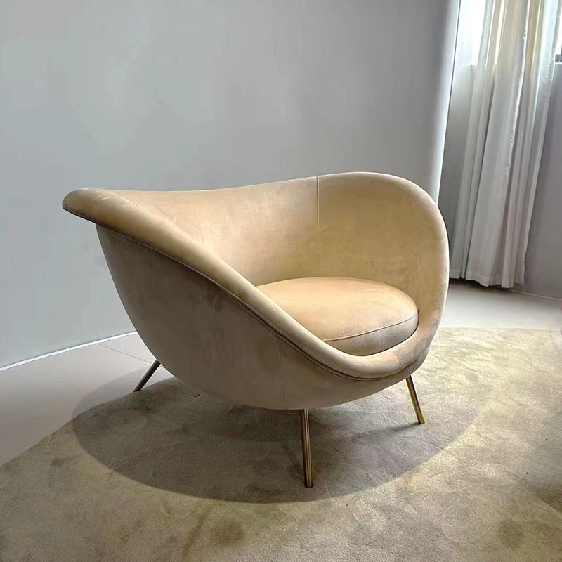 Minimalist Modern Hotel Lobby Furniture Single Velvet Lounge Sofa Chair