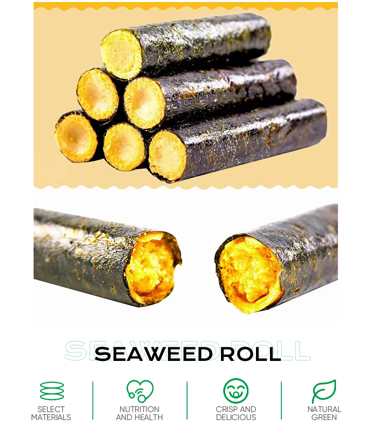 Delicious 90G Seafood Snack Shrimp Cod and Meat Floss Flavors with Seaweed Nori Roll