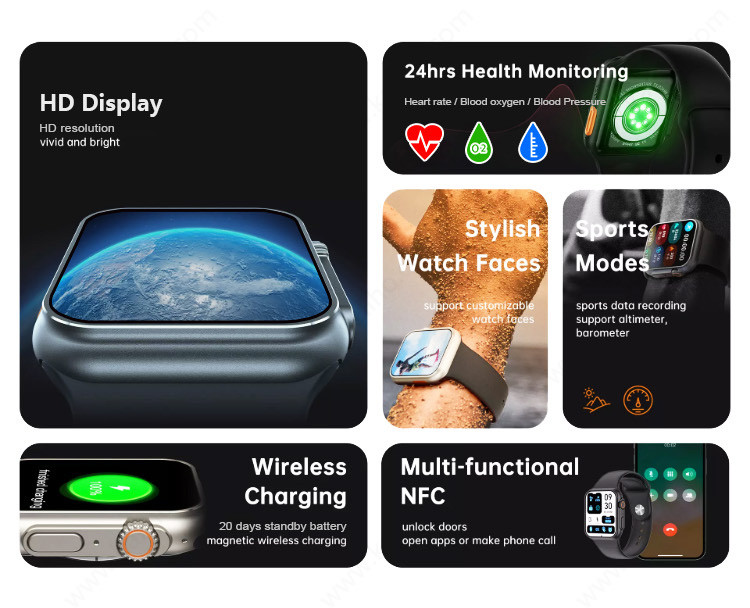 CE Rohs Blood Pressure Smartwatch With BT Calling Memory 128M