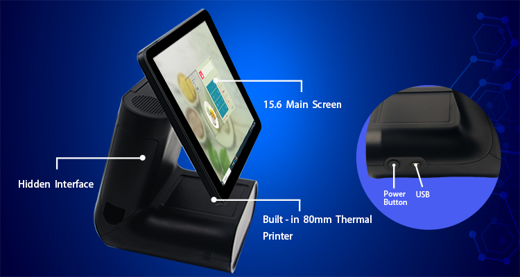 Cash Register 6 USB/Serial/RJ 45 Lan Ports and 15.6" HD 1080P IPS Dual Display Screen