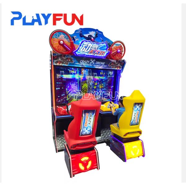 Playfun coin operated crazy drone 55 inch 2 player arcade car racing game machine