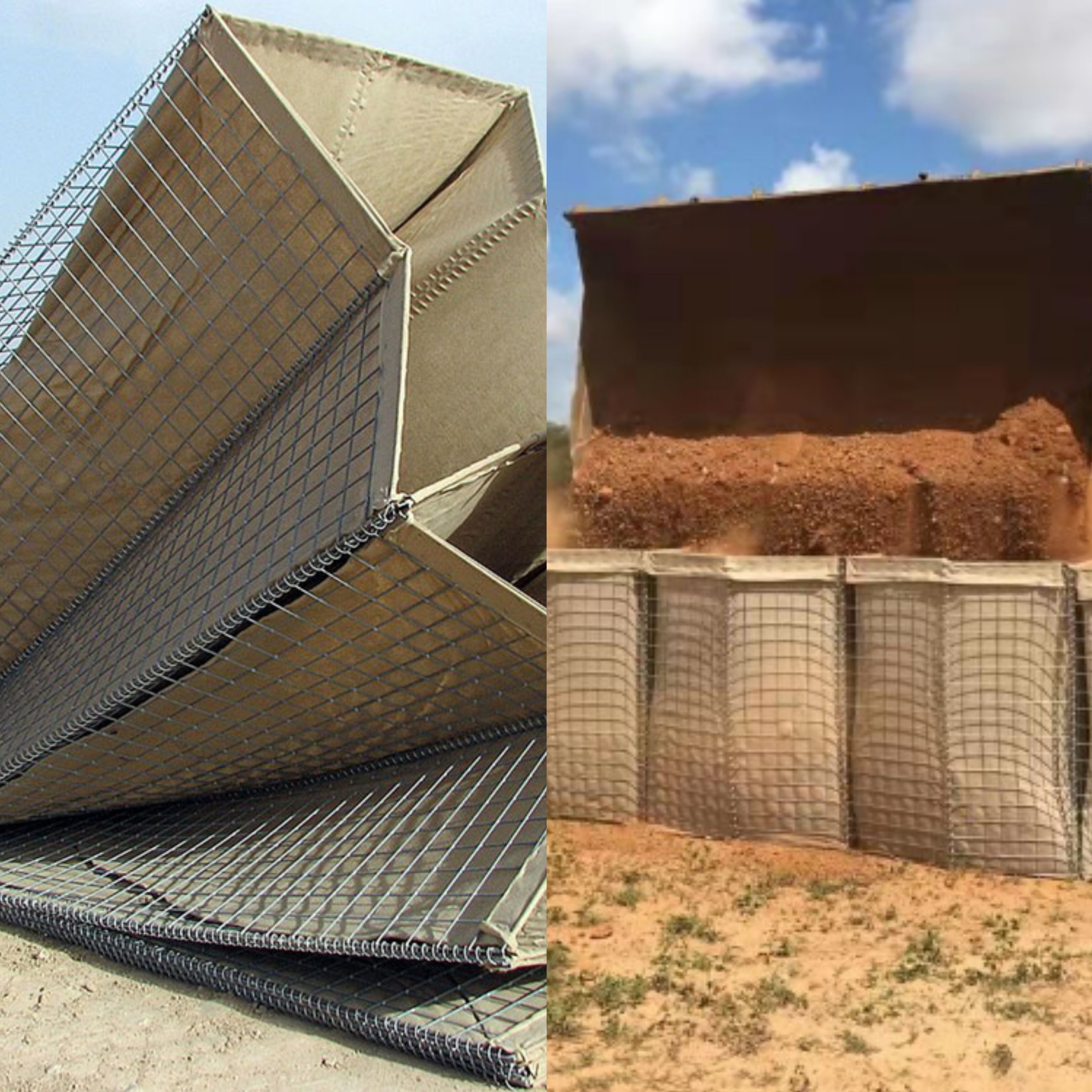3*3 Inches Square Hole Military Hesco Bastion Barrier Folded Galvanized Welding