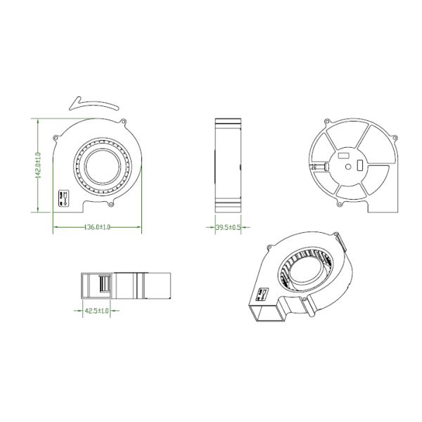 145mm*40mm 12v dc blower fan centrifugal blower fan