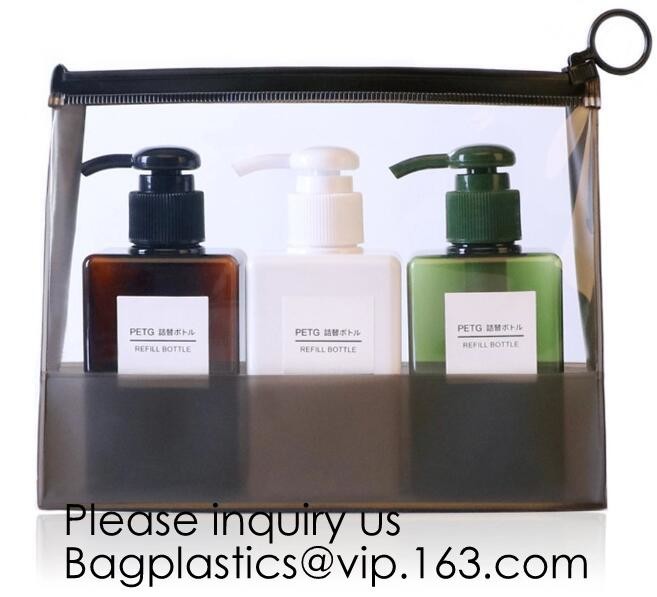 Wholesale Promotional set of 2 travel Kit Pink EVA cosmetic Bag,EVA clear custom waterproof cosmetic bag fashion travel