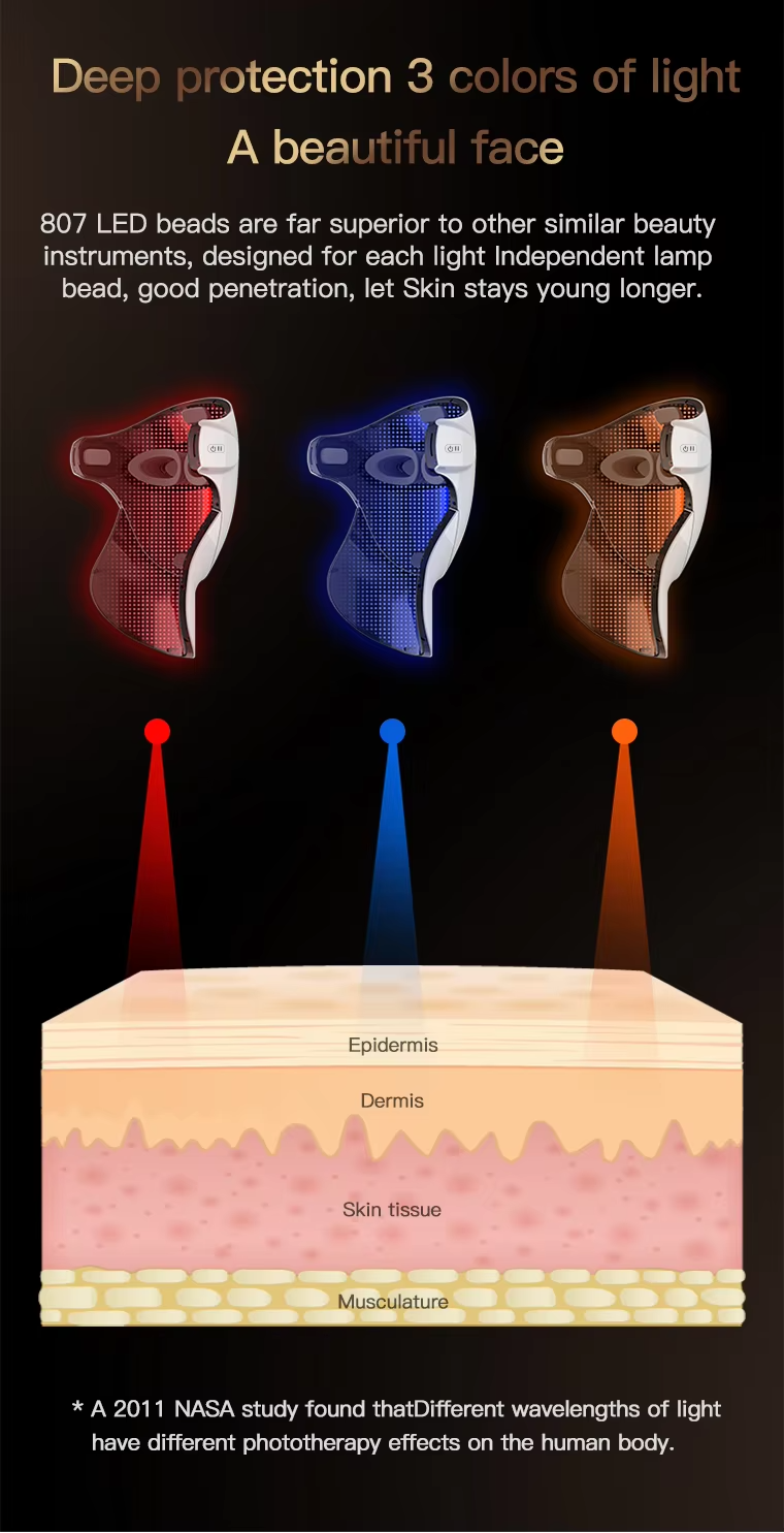 High-quality Rose Gold Color Led Light Therapy Facial and Neck Beauty Machine