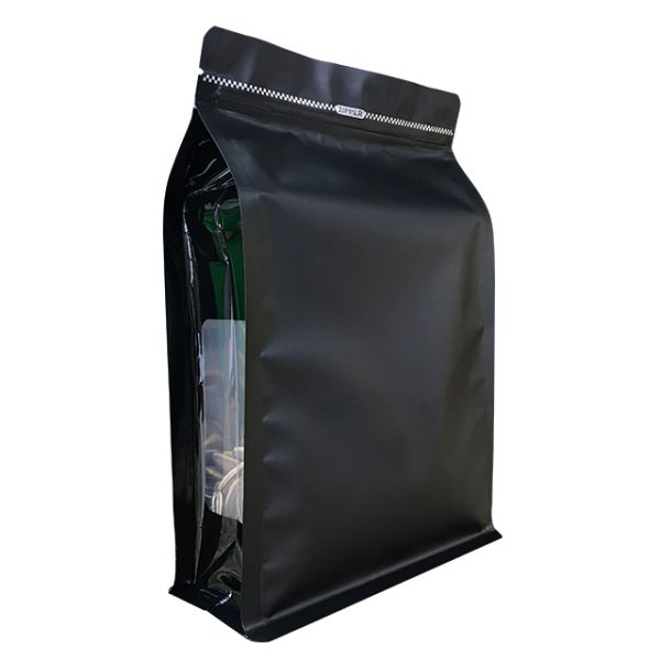 Glossy Matt Aluminum Foil Coffee Pouch With Window Ziplock Flat Square Bottom For Coffee Tea Plastic Bag