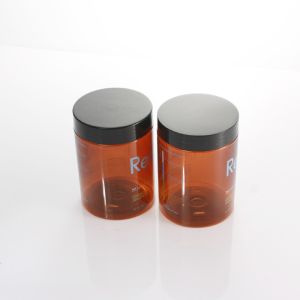 Custom Brown 300ml Hair Cream Clear Cosmetic Jars Food Grade