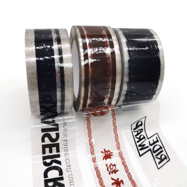 Controlled Unwinding Transparent Printed Bopp Packing Tape 45mic Thickness