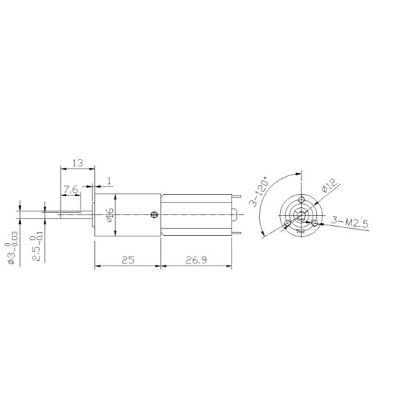 Low Speed 16mm Reducer Gear Motor Parallel Axis Geared DC 24 Volt Brushless Motor