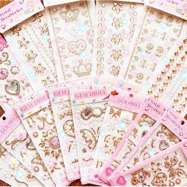 3D Acrylic Self Adhesive Stickers for kids diy craft and Decal Mobile Scrapbooking diamond pearl gem drill stickers OEM