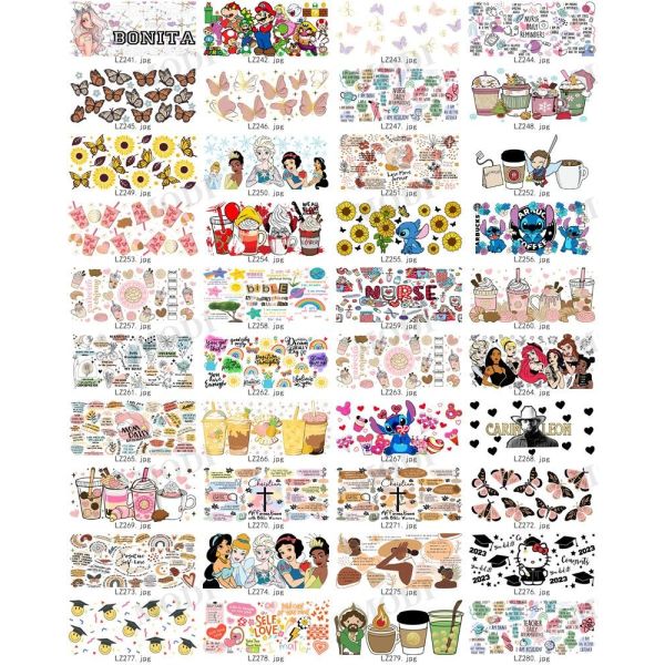 Custom Size UV DTF Design Cup Wrap Transfers For Libbey Glass Tumblers