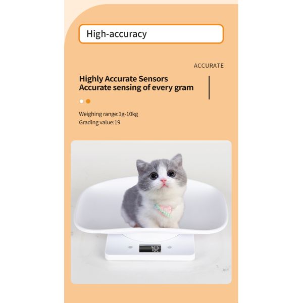 Livestock Scale Digital Pet Scale Accurately Weighs Dog Cat Tray Weight LCD Display Mini 10kg Pet Food Weighing Scale