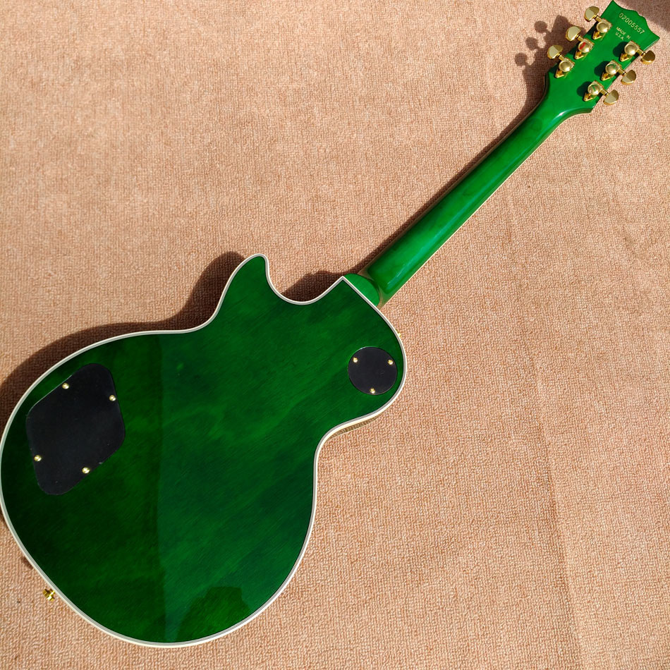 New style high-quality custom LP electric guitar, Green Flame Maple Top electric guitar with Gold hardware
