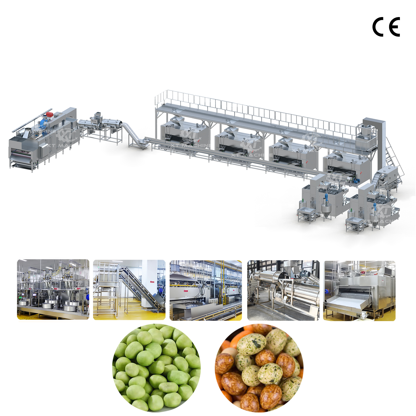 High Efficiency Peanut Coating And Roasting Production Line Food Roasting Processing Plan