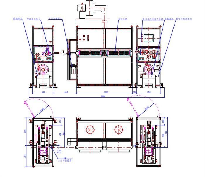 Double Layer Optical Fiber Rewinder With Coloring Function , Optical Fiber Production Line