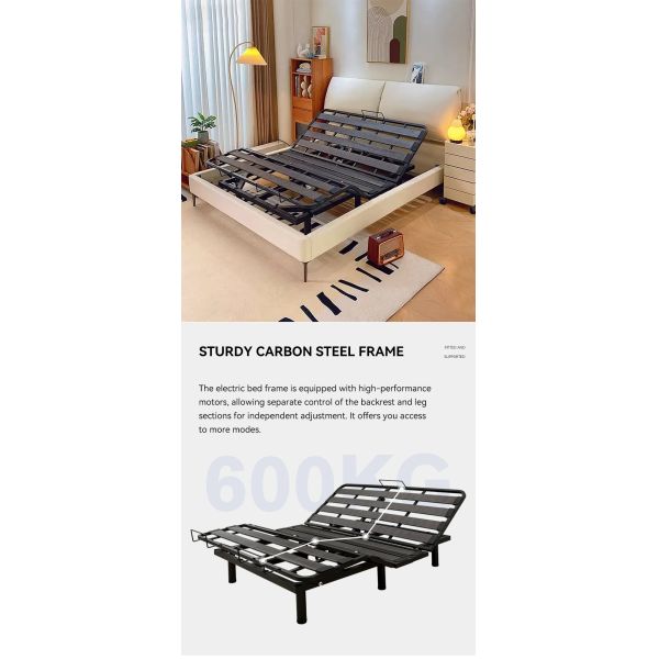 Queen King Single Smart Adjustable Recliner Bed Black with 3 Adjustable Positions