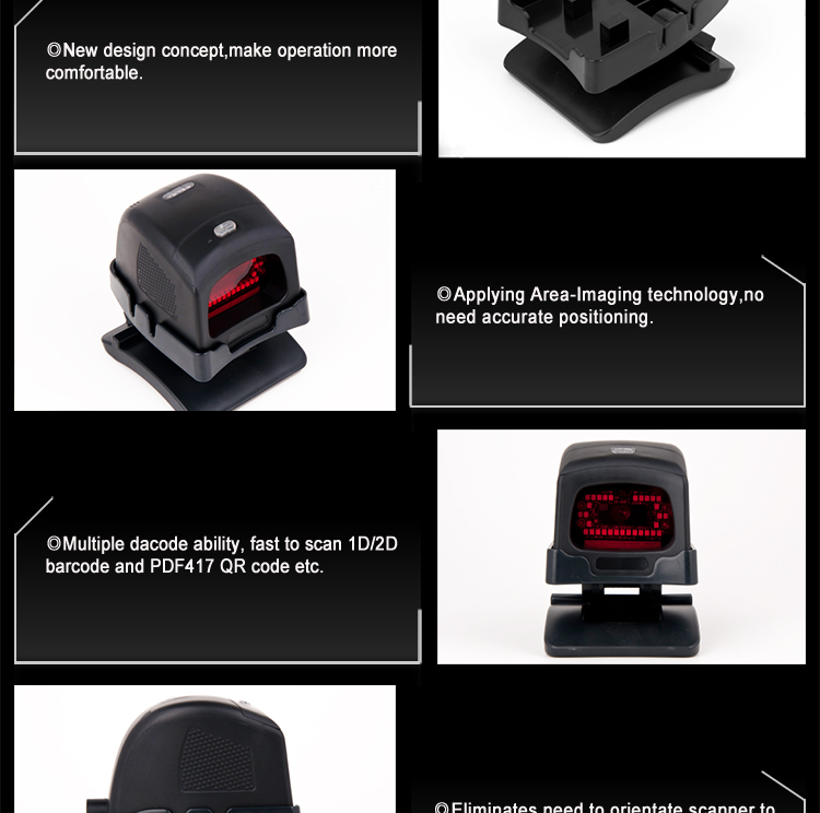 Vertical Desktop 2D Barcode Scanner / Omni Directional Scanner Lowering Cost