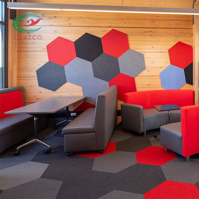Polyester Fiber 3D Hexagon Acoustic Panels Durable For Music Room