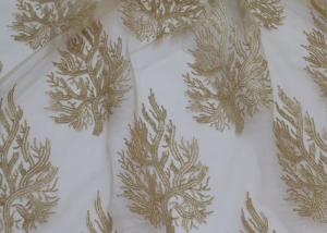 Quality Embroidered Tree Gold Sequin Lace Fabric By The Yard For Wedding Bridal Evening Dress wholesale