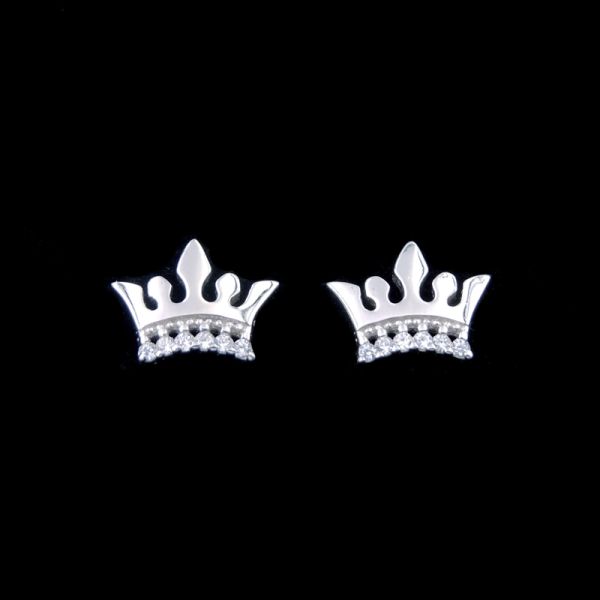 Pave Diamond Square Shaped Sterling Silver Stud Earrings For Girls / Silver Wedding Earrings