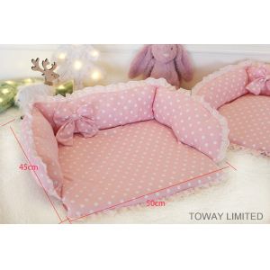 Cute Pink Dots Princess Soft Pet Sofa Dog Cushion