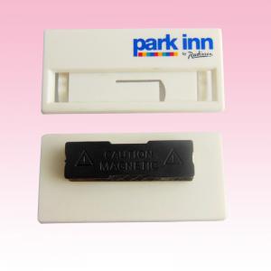 China restaurant name tags plastic id badge holder with logo printing insert paper on sale