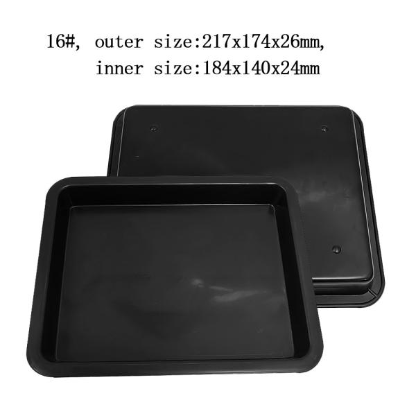 217x174x26mm Black ESD Antistatic Plastic Square Trays Electronic Circle